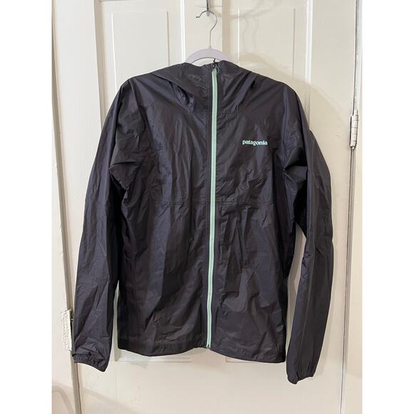 Patagonia Men’s Alpine Houdini Jacket black and teal small raincoat lightweight - Picture 1 of 8